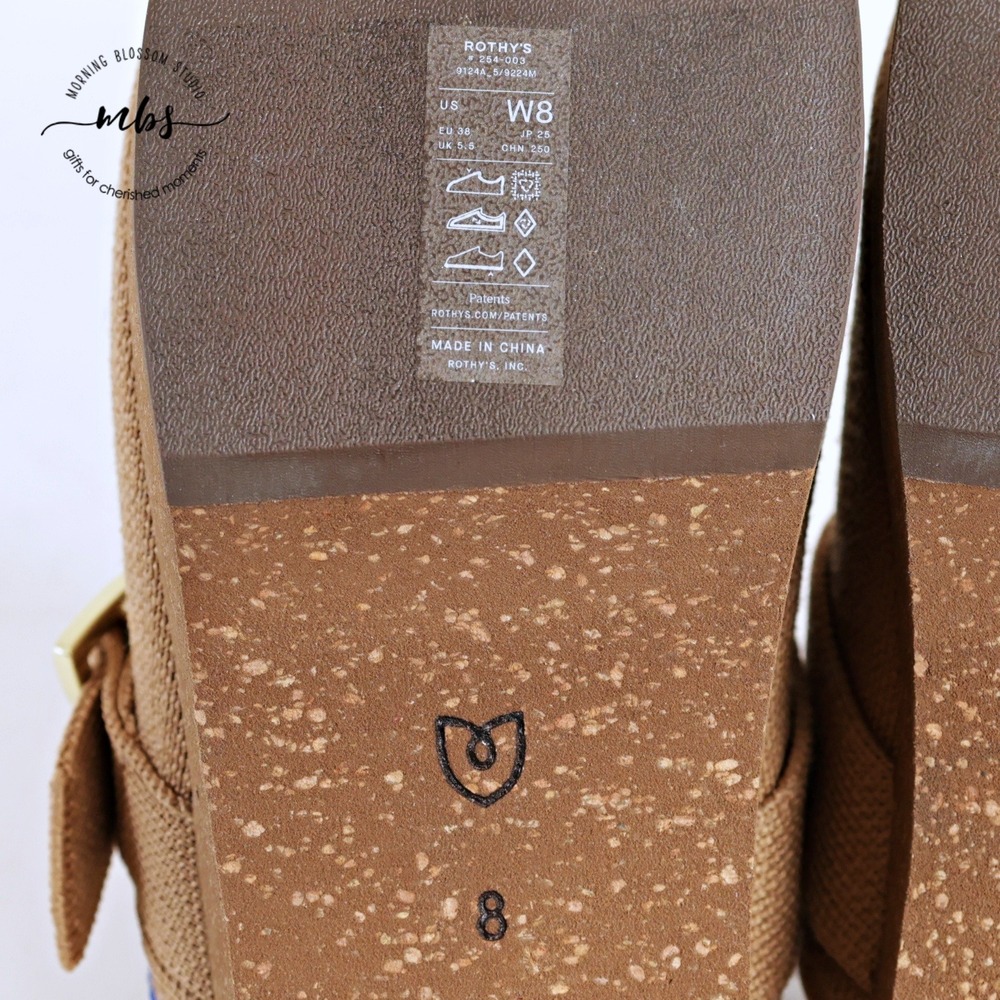 Rothy's Tan Canvas Clog Mules with Gold Buckle - Picture 7 of 14